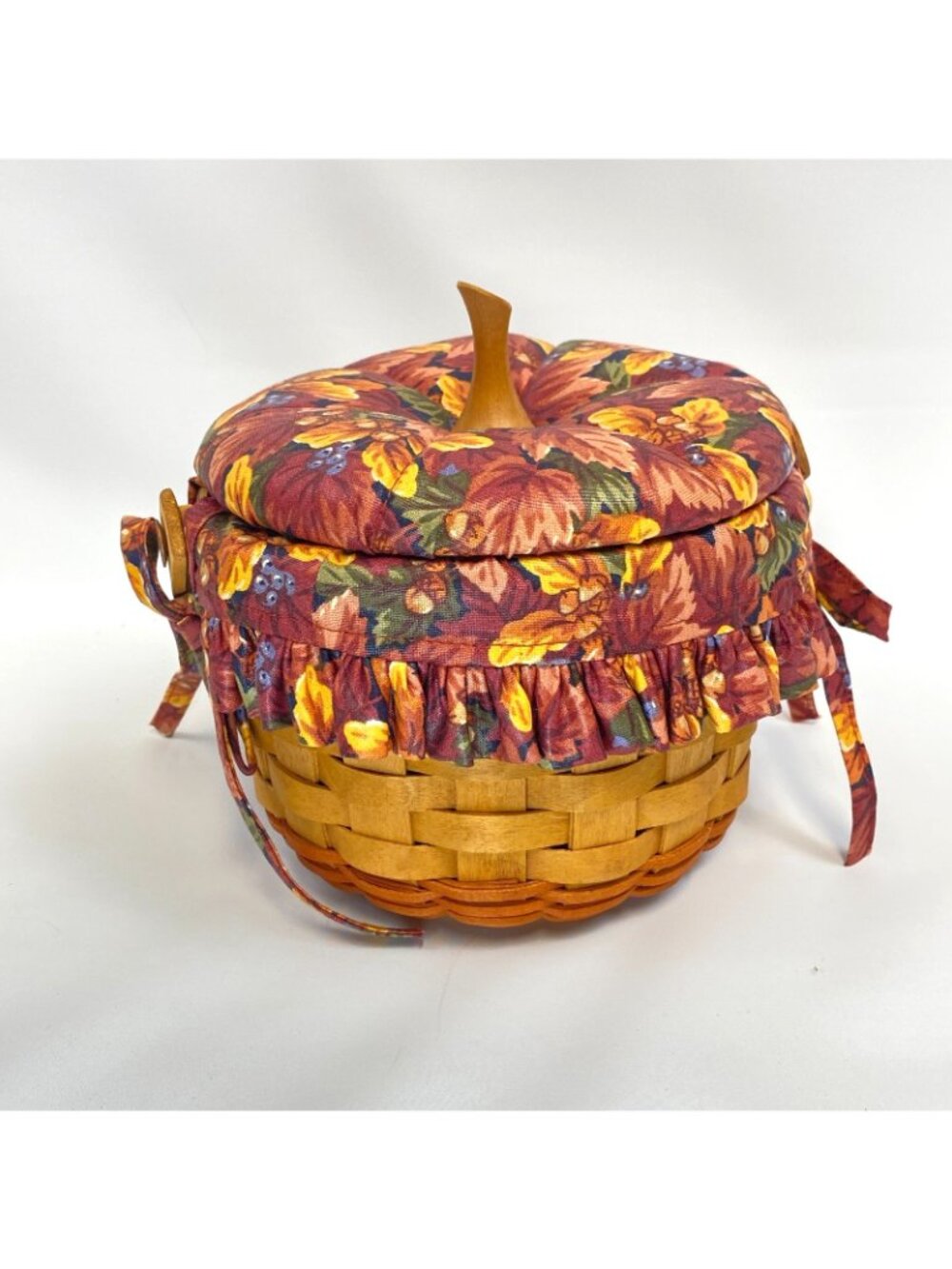Longaberger Pumpkin Baskets Lot of 2 1995 1997 Lids Liners Protectors Tie-Ons - Picture 12 of 16